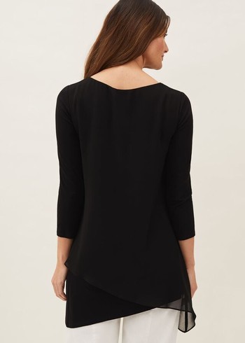 Phase Eight Mika Longline T Shirts Black USA | 3540896-XK